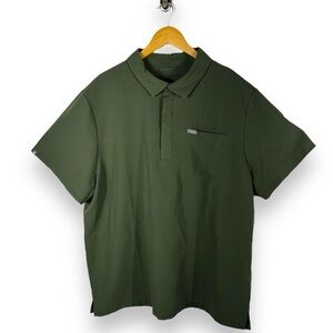 Figs Technical Collection Short Sleeve Polo Scrub Top, Olive Green, Size XXL